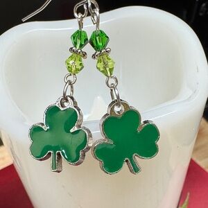 St Patrick’s Day Green Clover Earrings with Dual Green Accents 3/$22